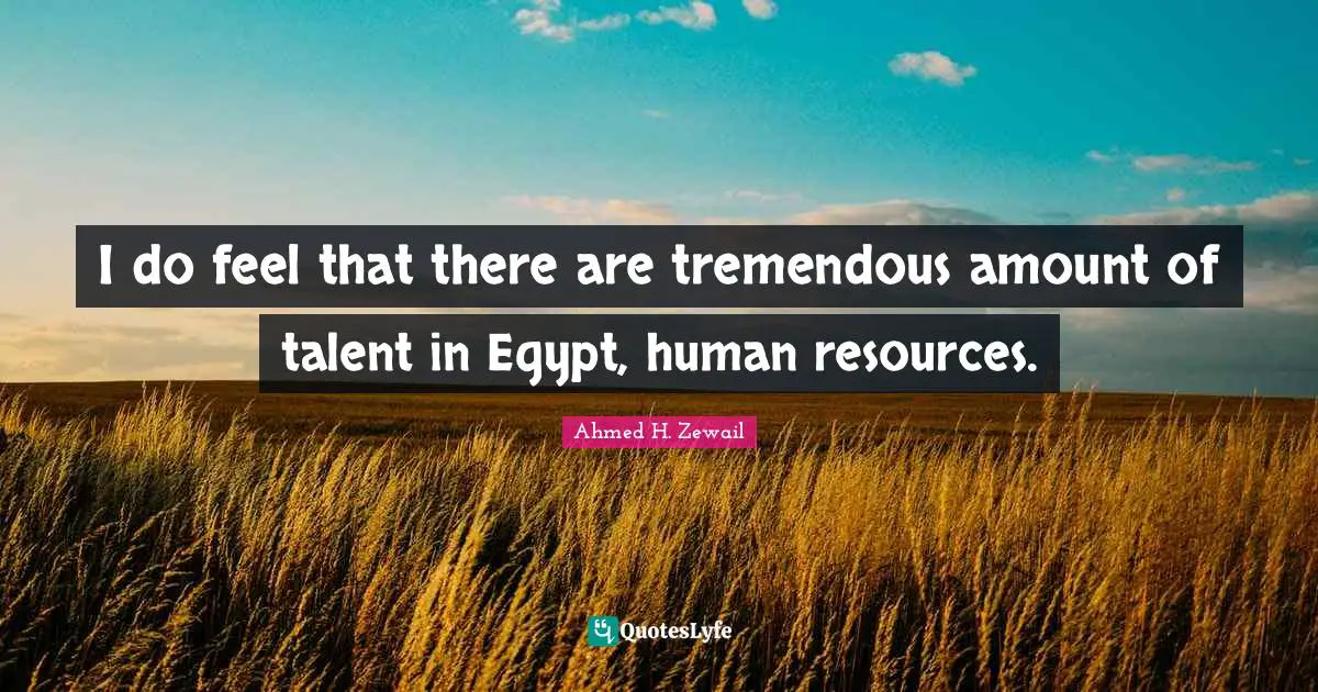 I do feel that there are tremendous amount of talent in Egypt, human resources.