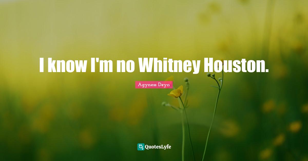 I know I'm no Whitney Houston.