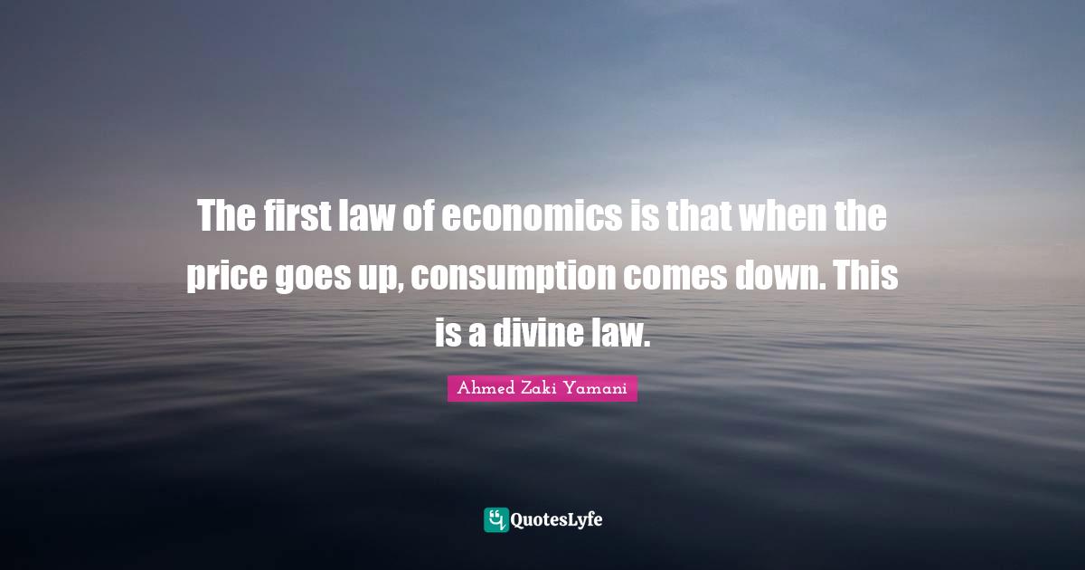 The first law of economics is that when the price goes up, consumption comes down. This is a divine law.