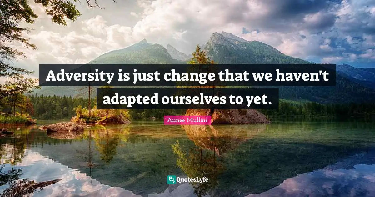 Adapted Quotes: "Adversity is just change that we haven't adapted ourselves to yet."