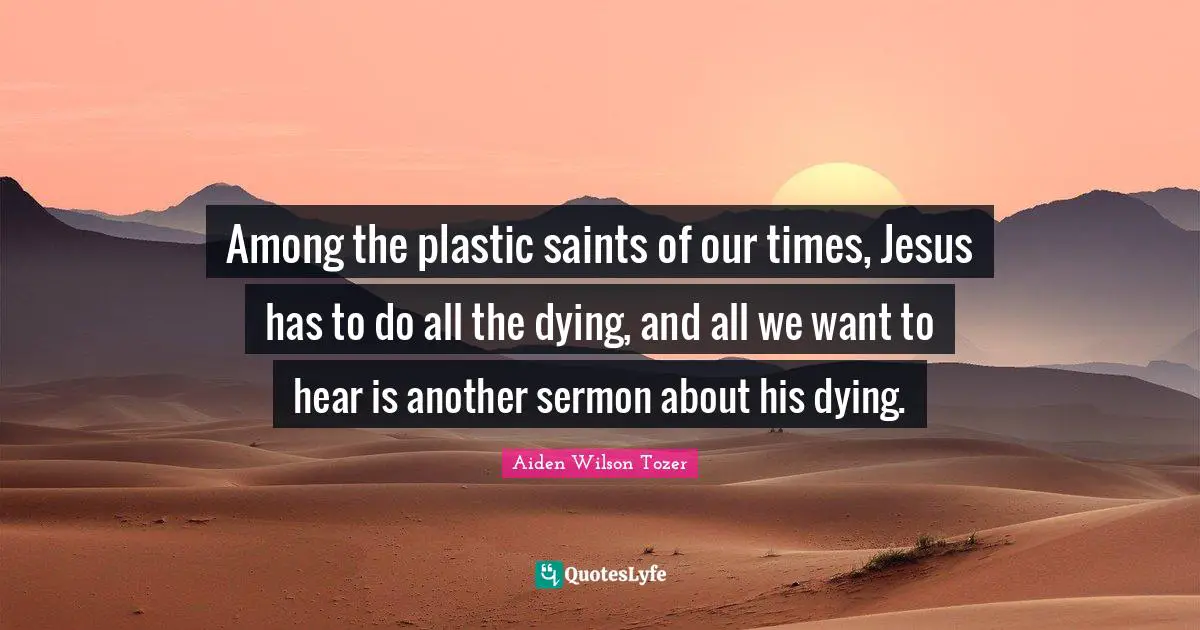 Among the plastic saints of our times, Jesus has to do all the dying, and all we want to hear is another sermon about his dying.