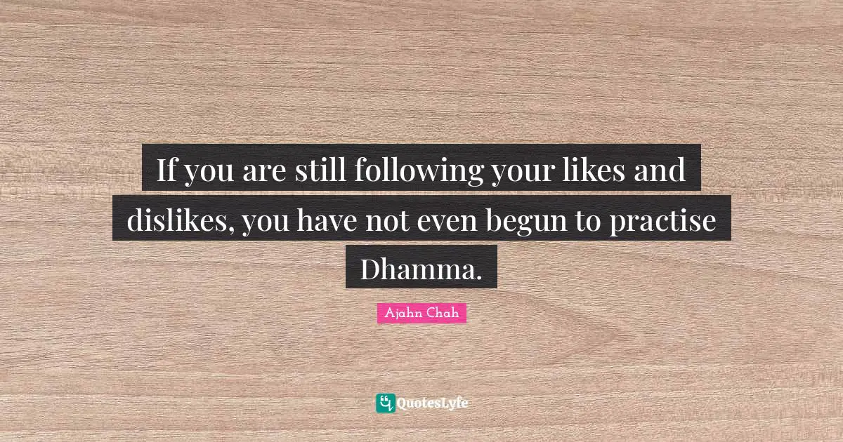 If you are still following your likes and dislikes, you have not even begun to practise Dhamma.