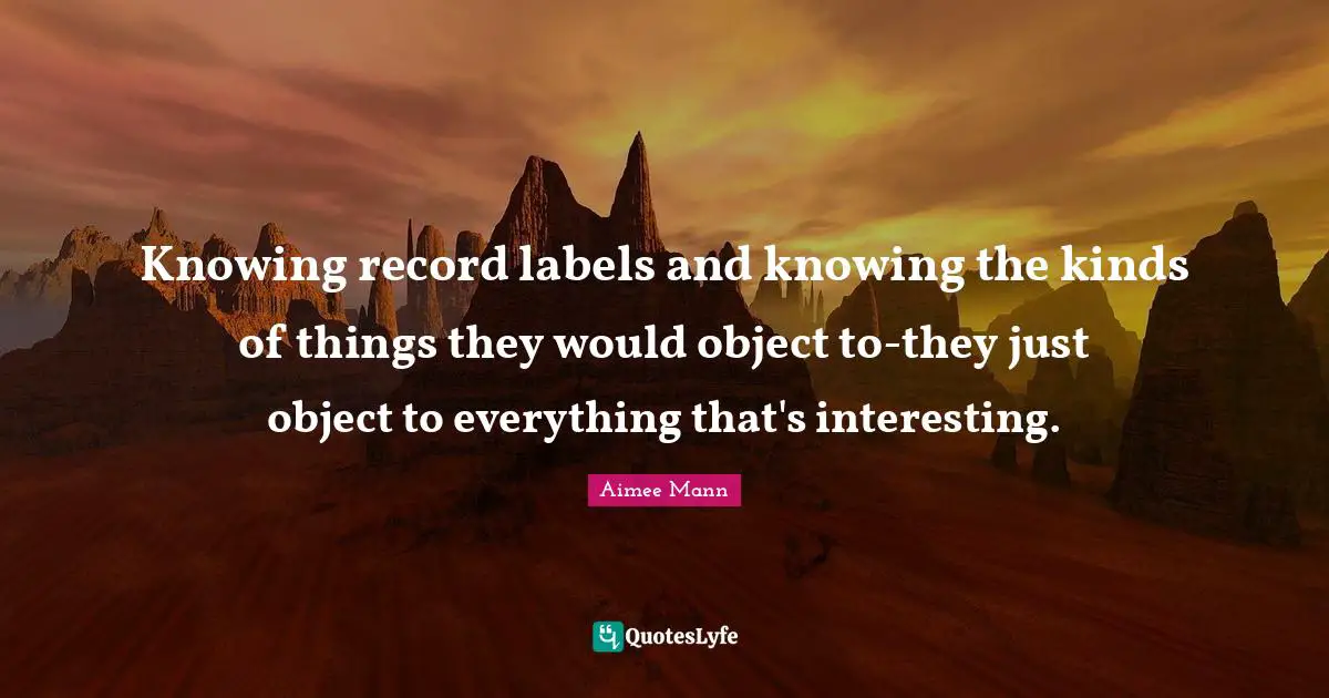 Knowing record labels and knowing the kinds of things they would object to-they just object to everything that's interesting.