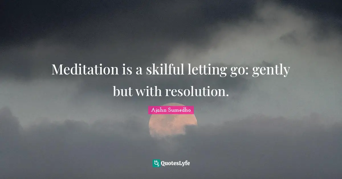 Meditation is a skilful letting go: gently but with resolution.