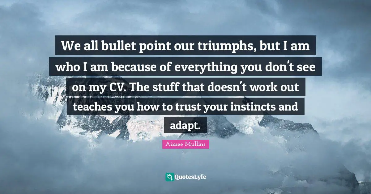 We all bullet point our triumphs, but I am who I am because of everything you don't see on my CV. The stuff that doesn't work out teaches you how to trust your instincts and adapt.