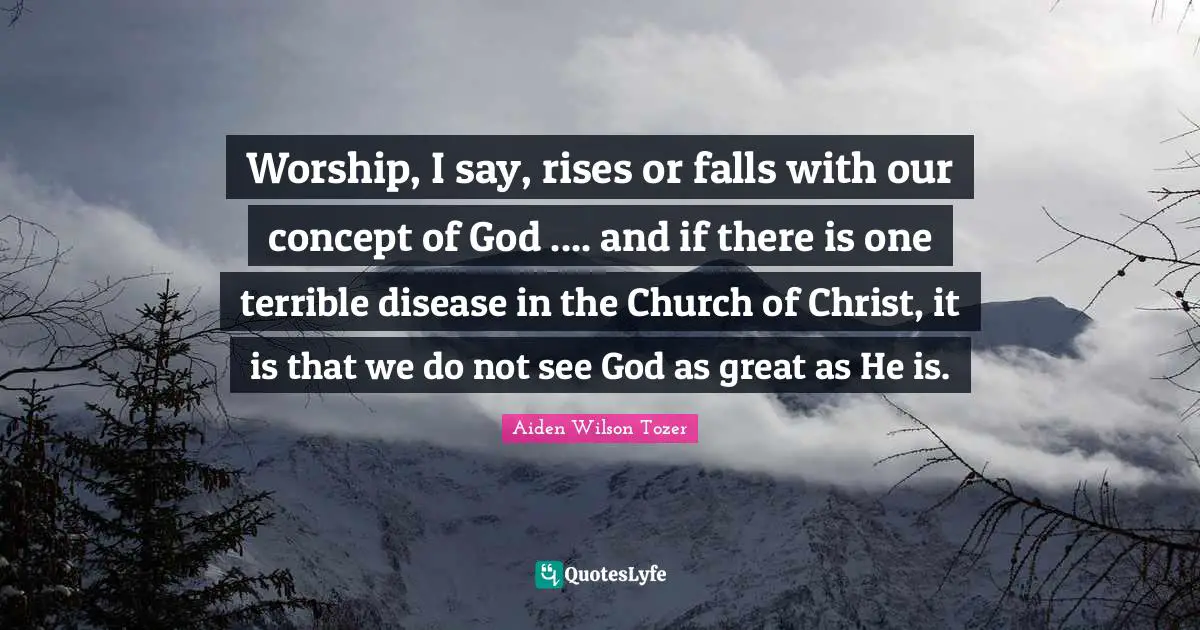 Worship, I say, rises or falls with our concept of God .... and if there is one terrible disease in the Church of Christ, it is that we do not see God as great as He is.