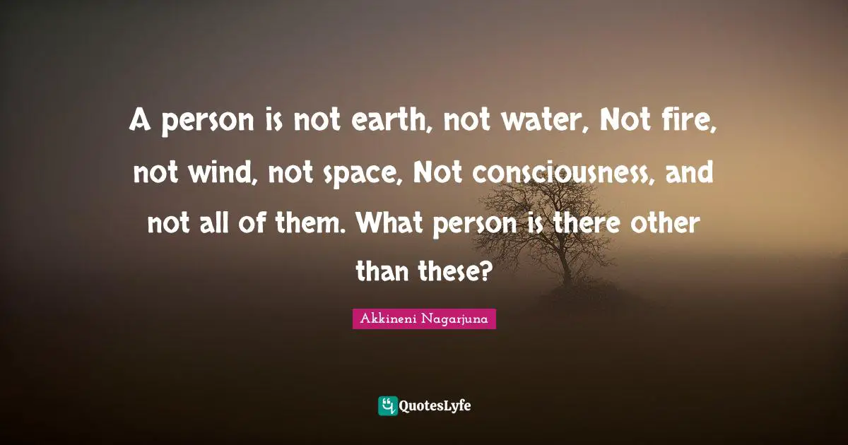 A person is not earth, not water, Not fire, not wind, not space, Not consciousness, and not all of them. What person is there other than these?