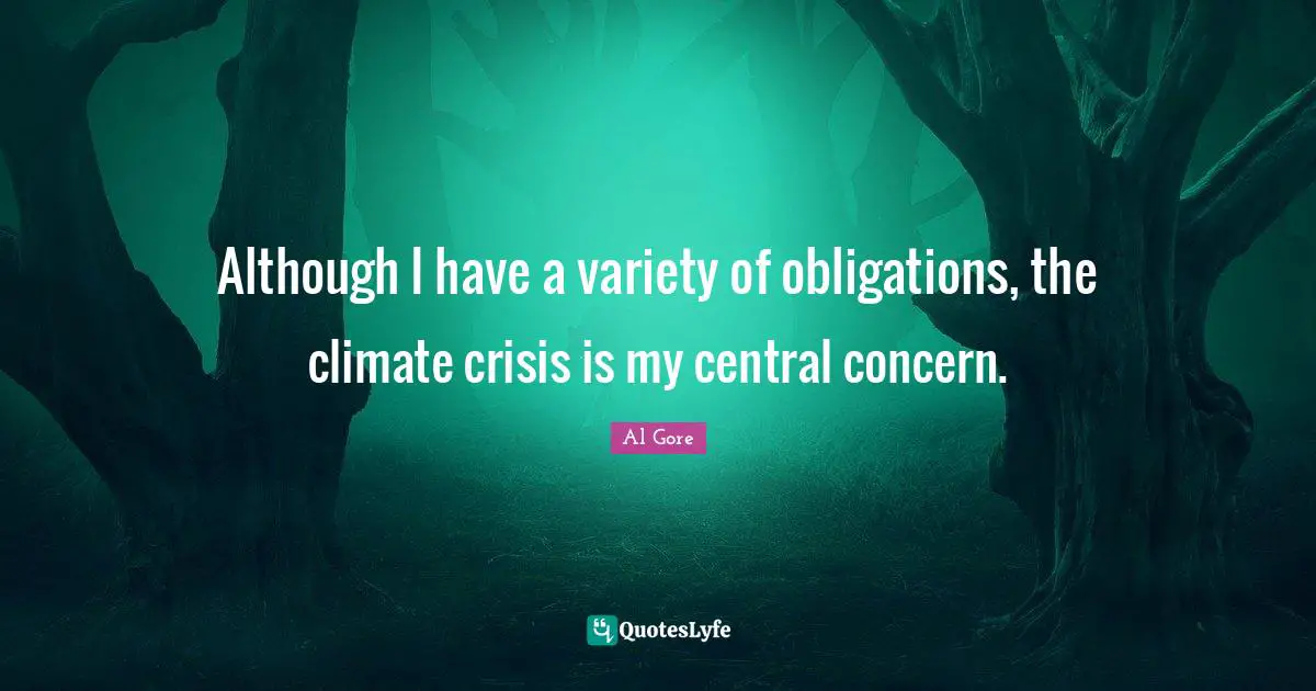 Although I have a variety of obligations, the climate crisis is my central concern.