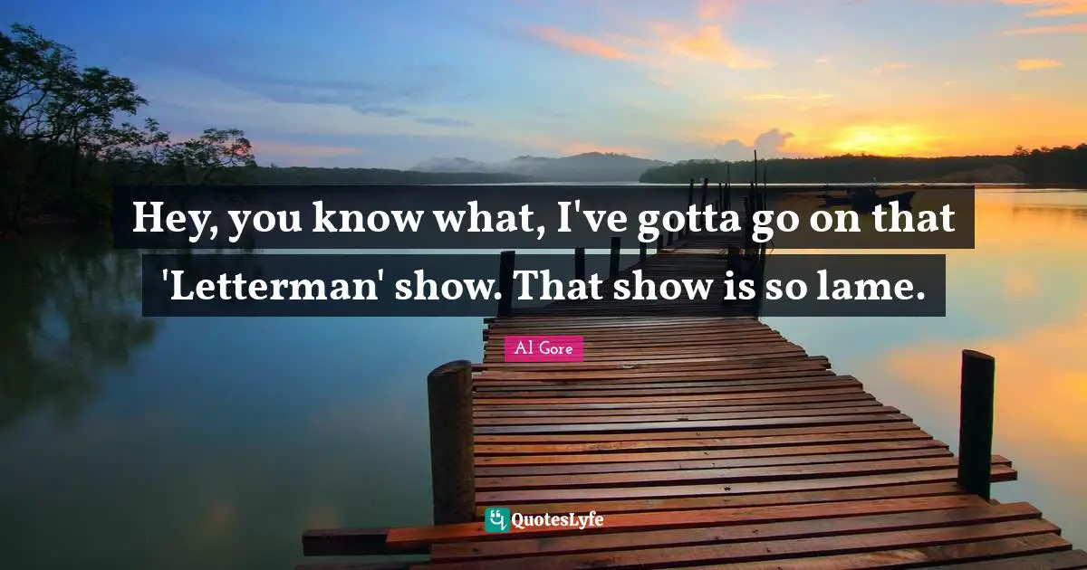 Hey, you know what, I've gotta go on that 'Letterman' show. That show is so lame.
