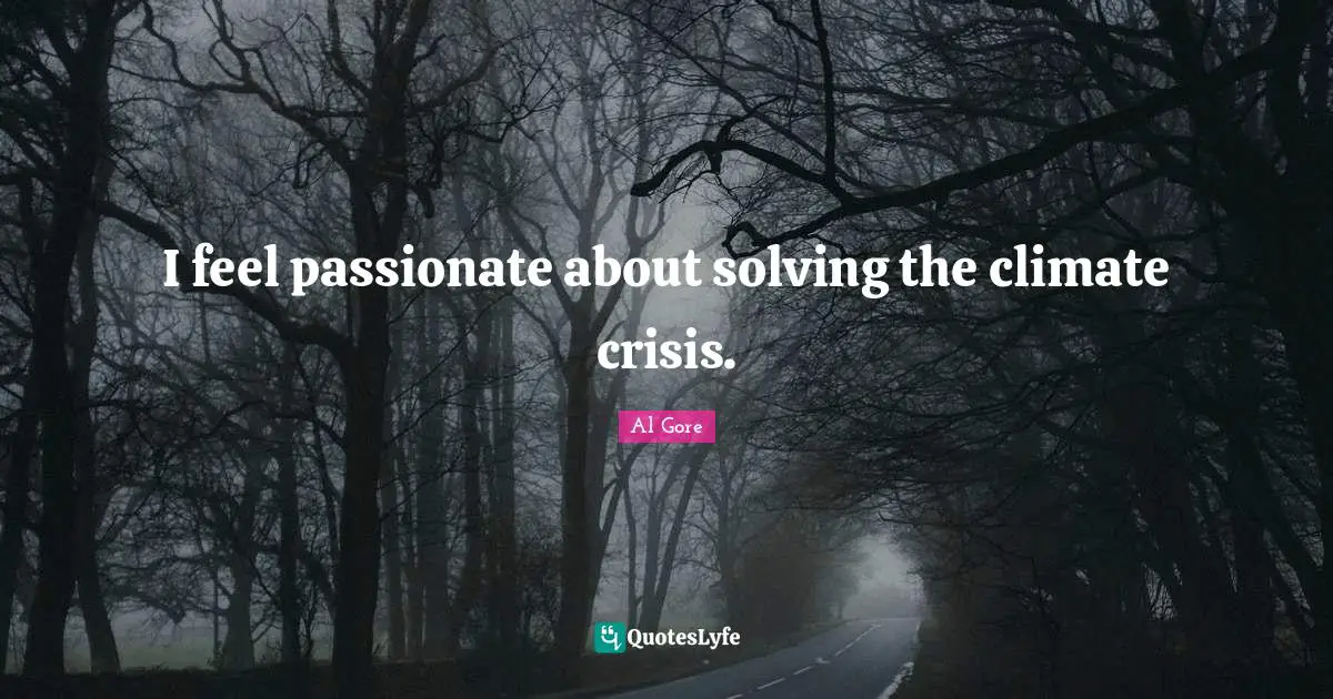 I feel passionate about solving the climate crisis.
