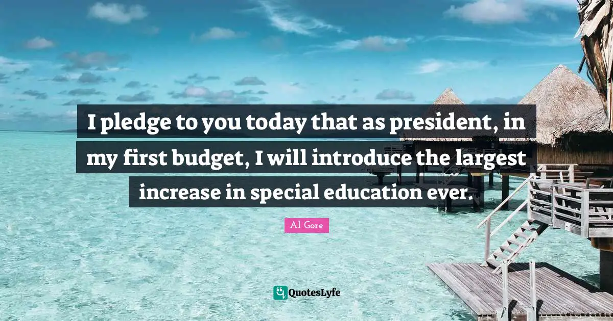 I pledge to you today that as president, in my first budget, I will introduce the largest increase in special education ever.