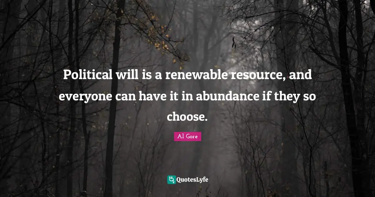 Political Will Quotes: "Political will is a renewable resource, and everyone can have it in abundance if they so choose."