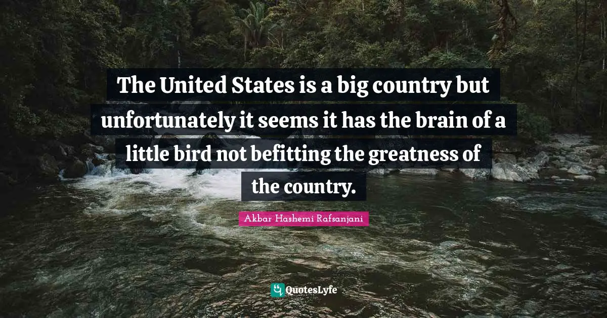 The United States is a big country but unfortunately it seems it has the brain of a little bird not befitting the greatness of the country.