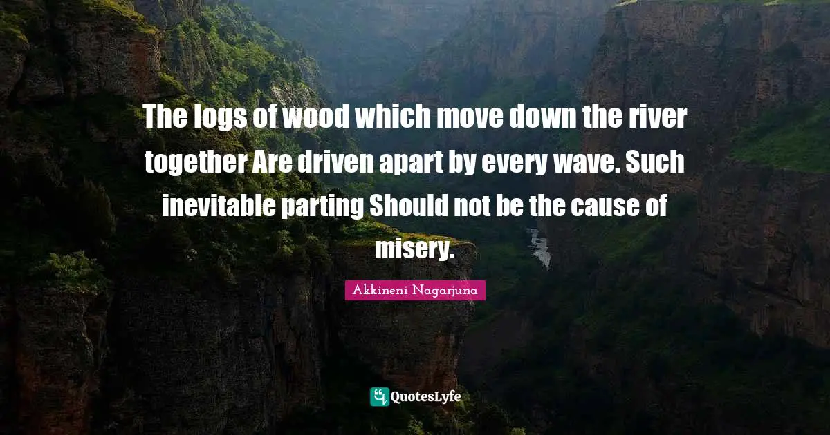The logs of wood which move down the river together Are driven apart by every wave. Such inevitable parting Should not be the cause of misery.