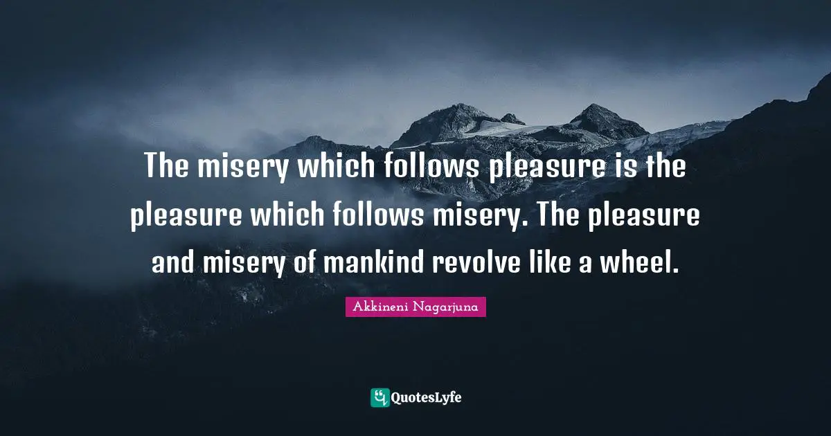 The misery which follows pleasure is the pleasure which follows misery. The pleasure and misery of mankind revolve like a wheel.