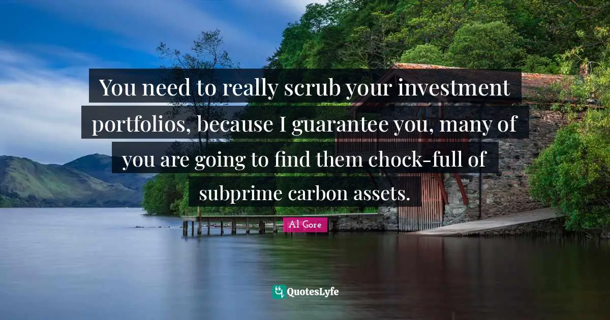 You need to really scrub your investment portfolios, because I guarantee you, many of you are going to find them chock-full of subprime carbon assets.