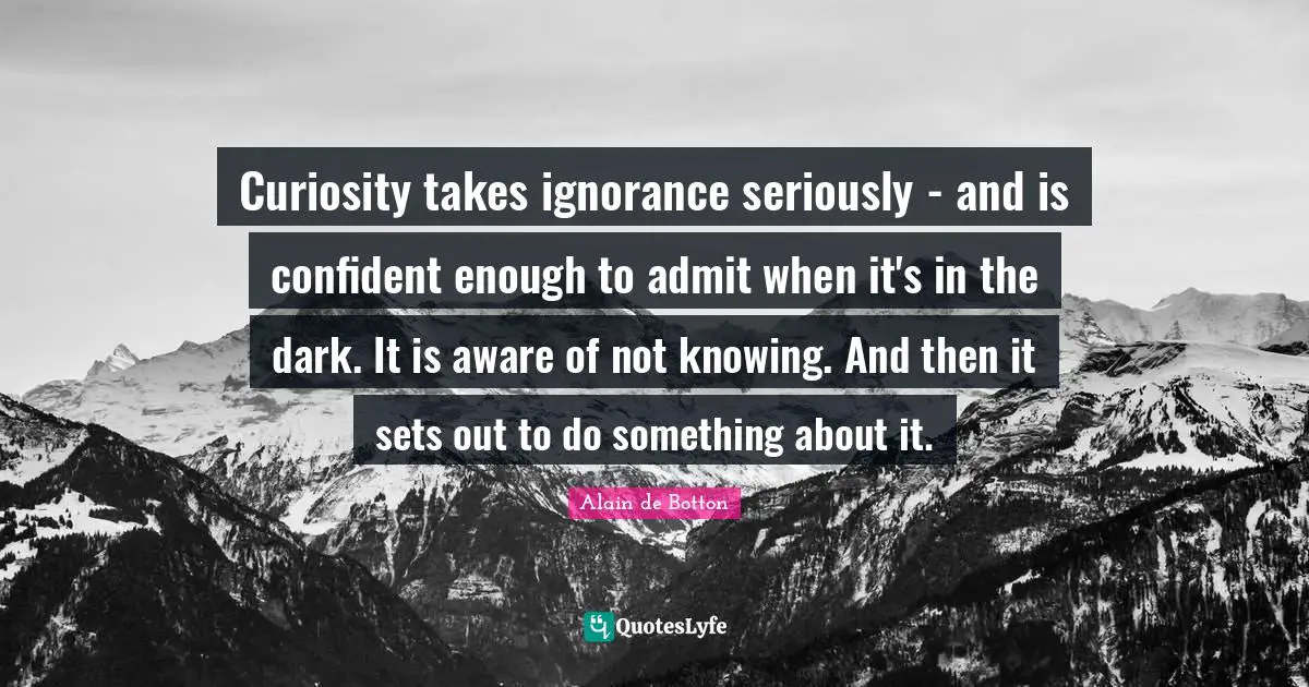 Curiosity takes ignorance seriously - and is confident enough to admit when it's in the dark. It is aware of not knowing. And then it sets out to do something about it.