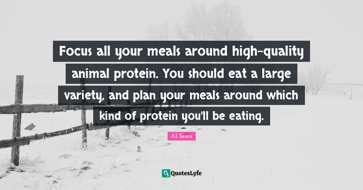 Focus all your meals around high-quality animal protein. You should eat a large variety, and plan your meals around which kind of protein you'll be eating.