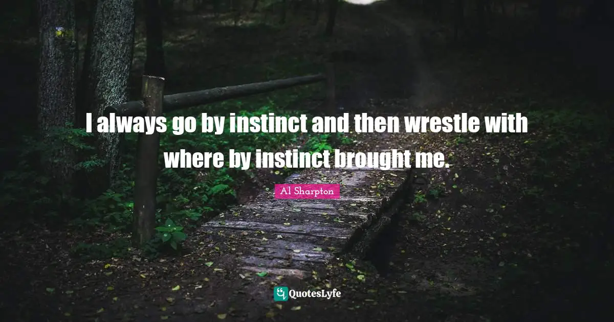 I always go by instinct and then wrestle with where by instinct brought me.