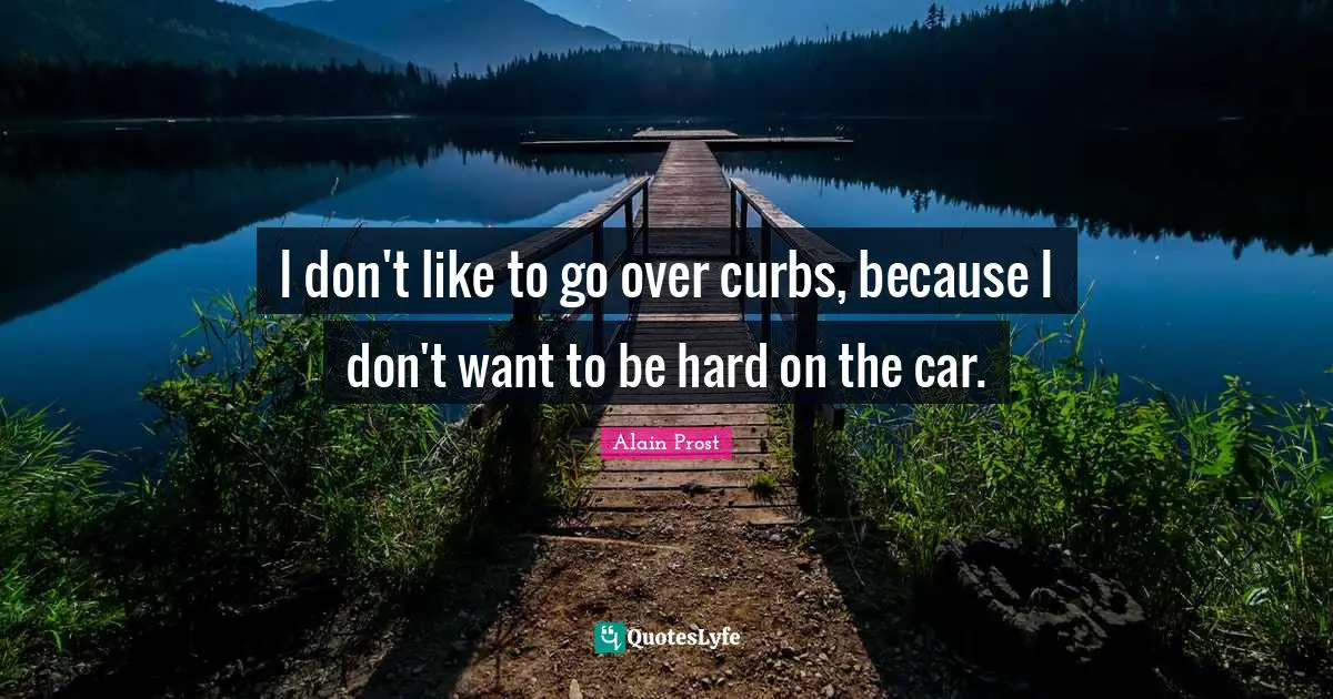 Curb Quotes: "I don't like to go over curbs, because I don't want to be hard on the car."