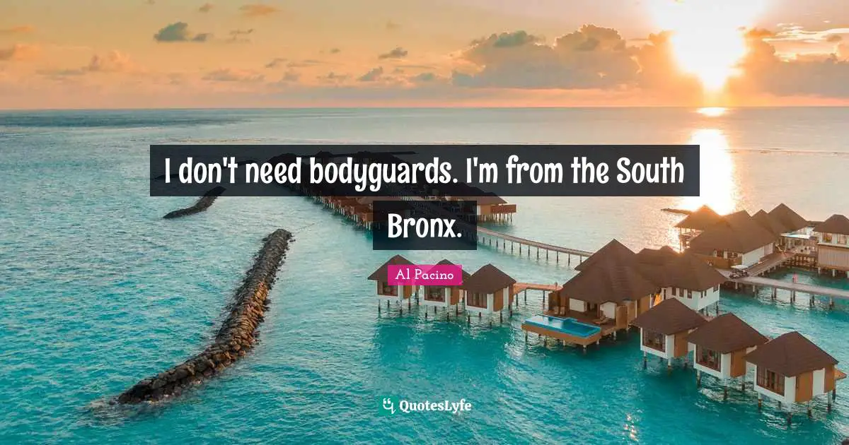 I don't need bodyguards. I'm from the South Bronx.