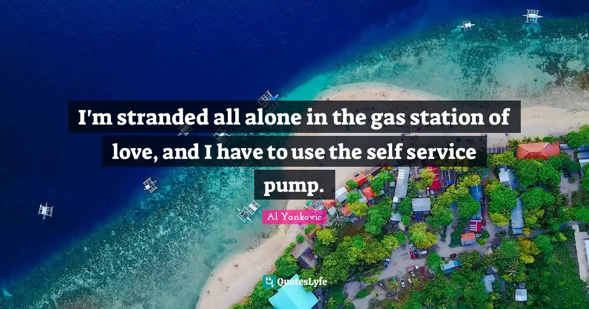 I'm stranded all alone in the gas station of love, and I have to use the self service pump.