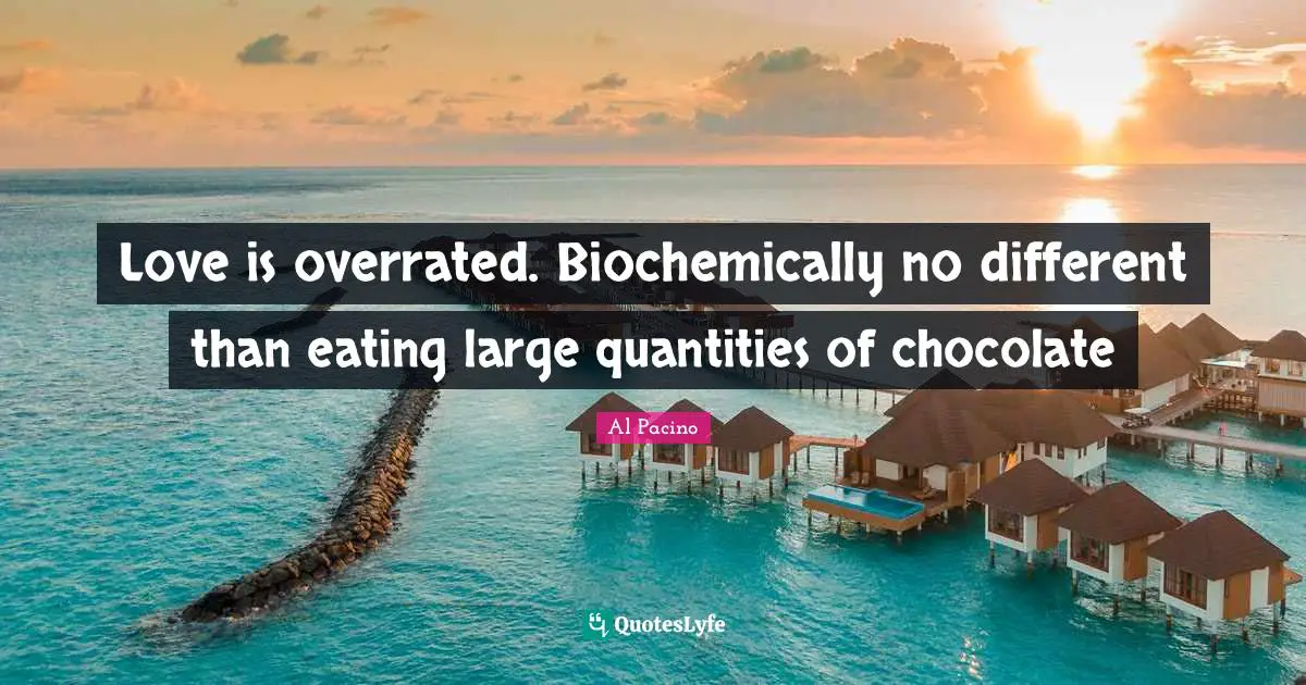 Love is overrated. Biochemically no different than eating large quantities of chocolate
