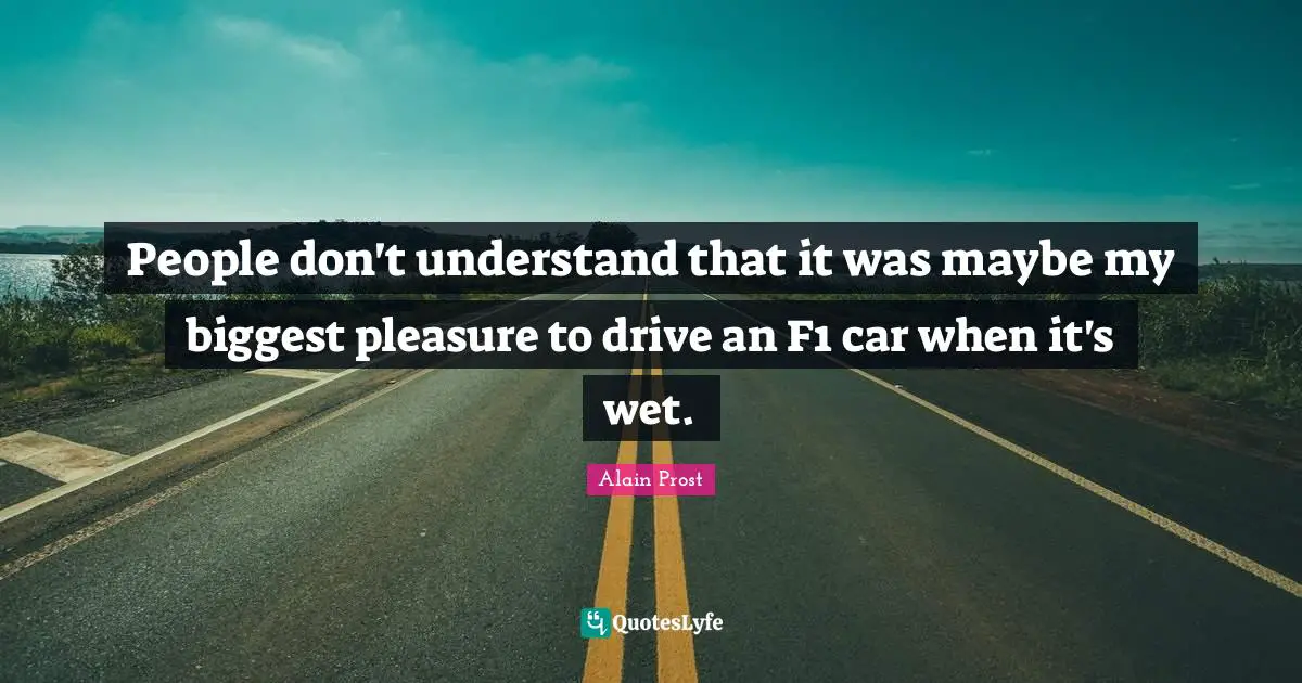 People don't understand that it was maybe my biggest pleasure to drive an F1 car when it's wet.