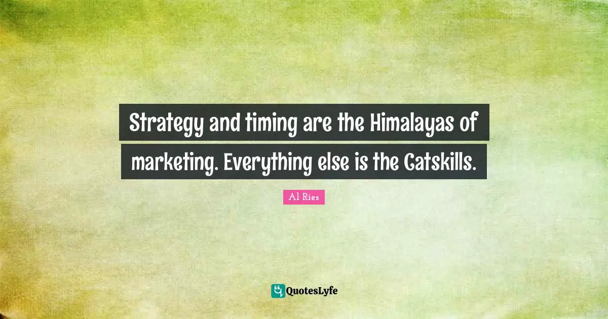 Strategy and timing are the Himalayas of marketing. Everything else is the Catskills.