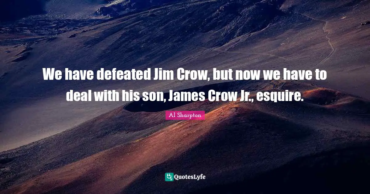We have defeated Jim Crow, but now we have to deal with his son, James Crow Jr., esquire.