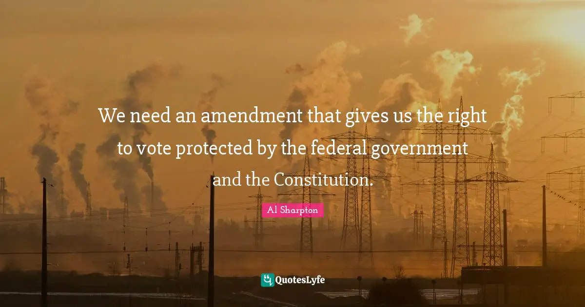 We need an amendment that gives us the right to vote protected by the federal government and the Constitution.