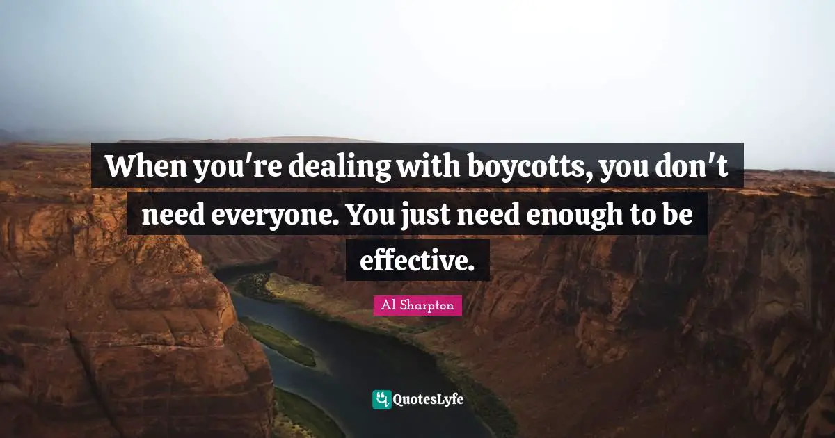 When you're dealing with boycotts, you don't need everyone. You just need enough to be effective.