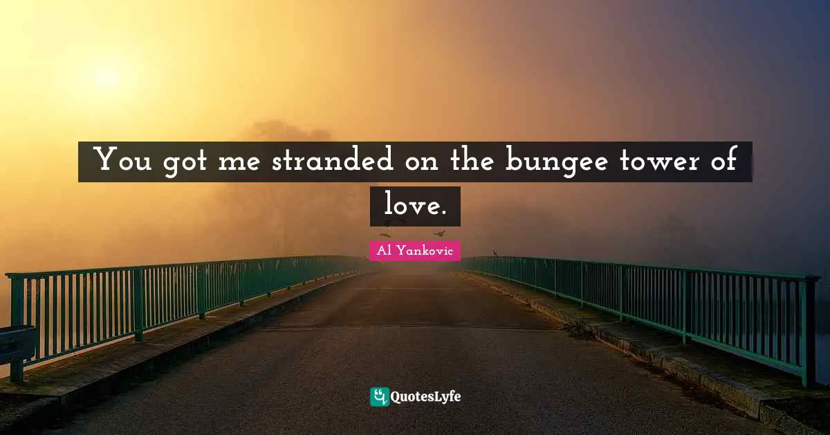 You got me stranded on the bungee tower of love.