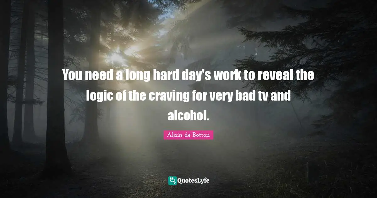 You need a long hard day's work to reveal the logic of the craving for very bad tv and alcohol.
