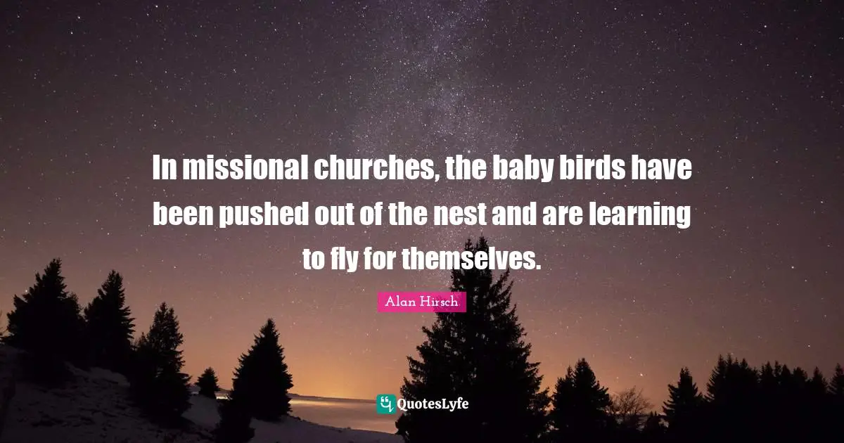 In missional churches, the baby birds have been pushed out of the nest and are learning to fly for themselves.