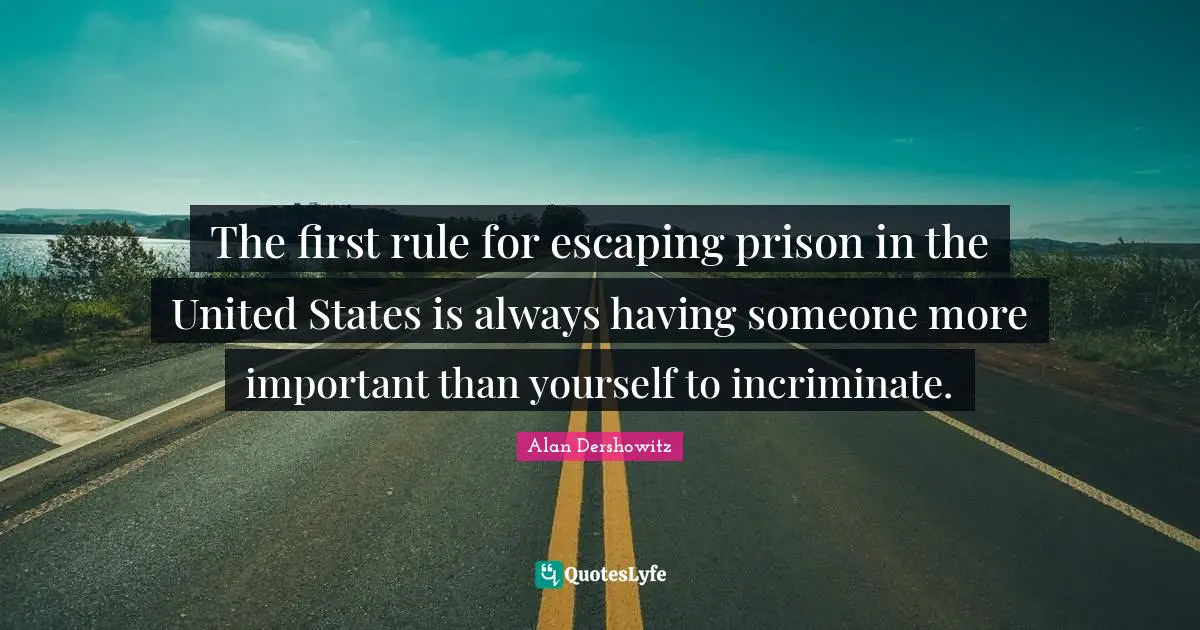 The first rule for escaping prison in the United States is always having someone more important than yourself to incriminate.