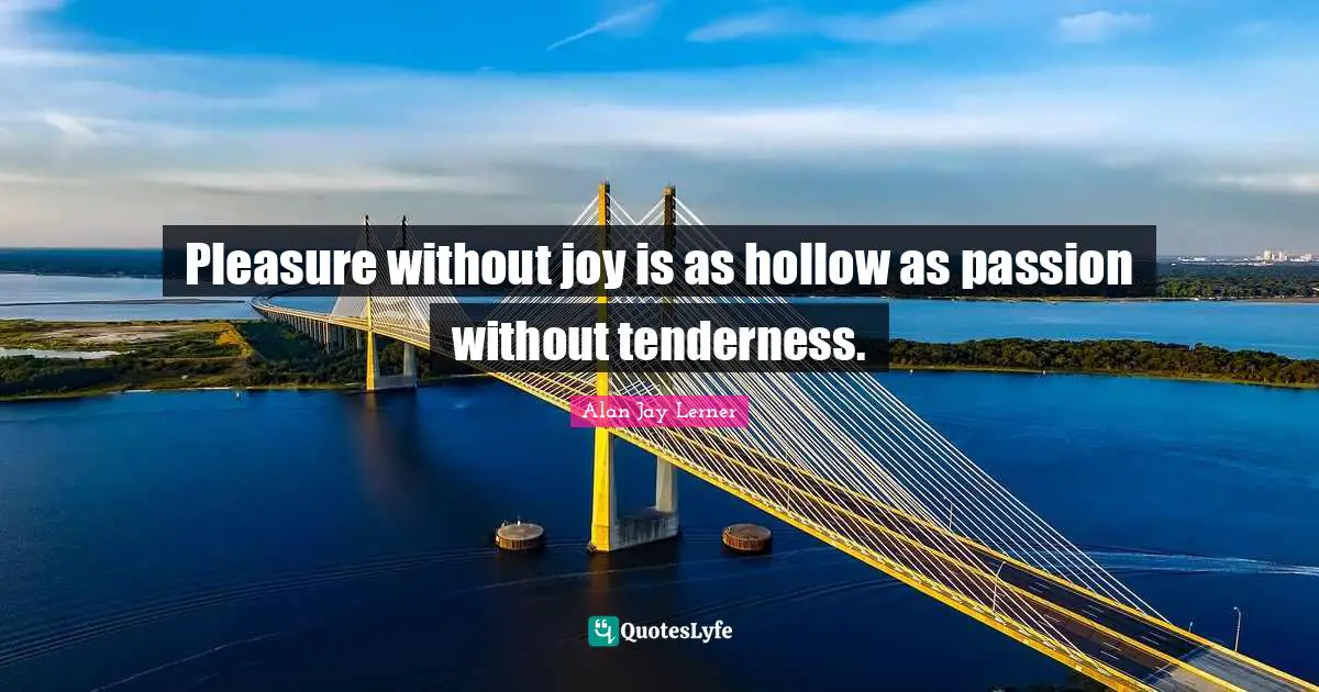 Pleasure without joy is as hollow as passion without tenderness.
