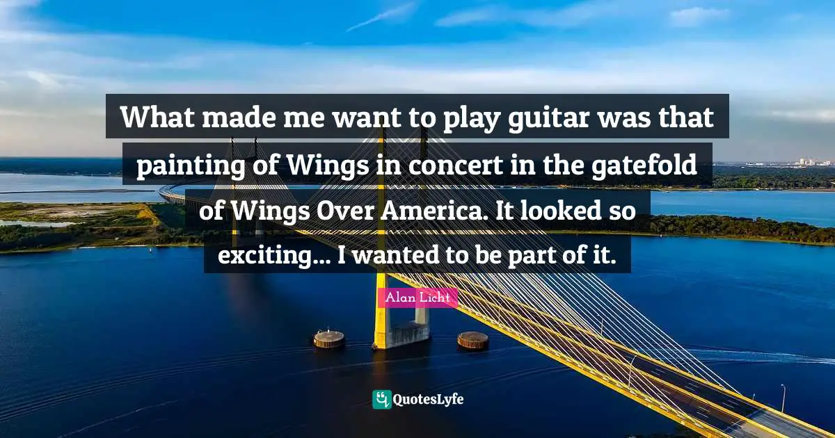 What made me want to play guitar was that painting of Wings in concert in the gatefold of Wings Over America. It looked so exciting... I wanted to be part of it.