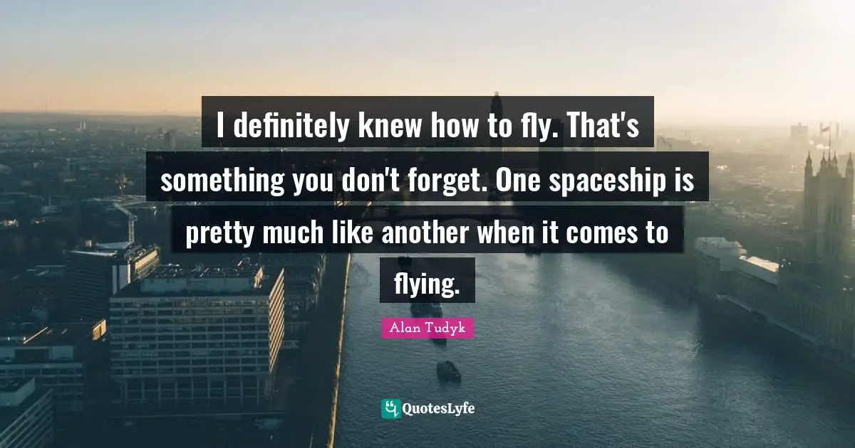 I definitely knew how to fly. That's something you don't forget. One spaceship is pretty much like another when it comes to flying.