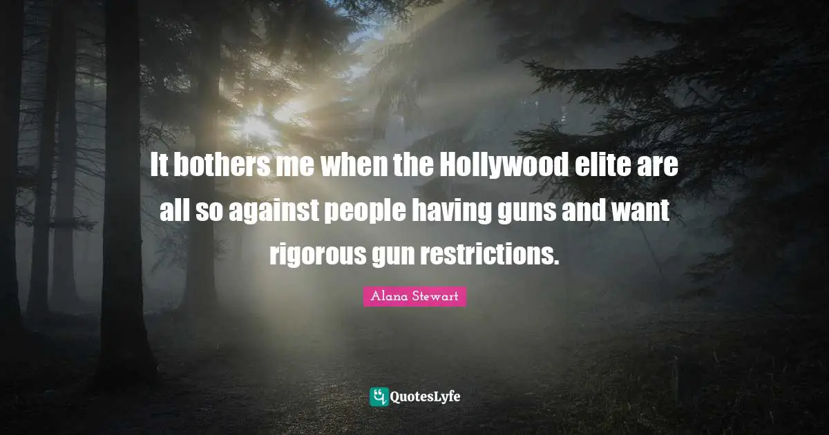 It bothers me when the Hollywood elite are all so against people having guns and want rigorous gun restrictions.