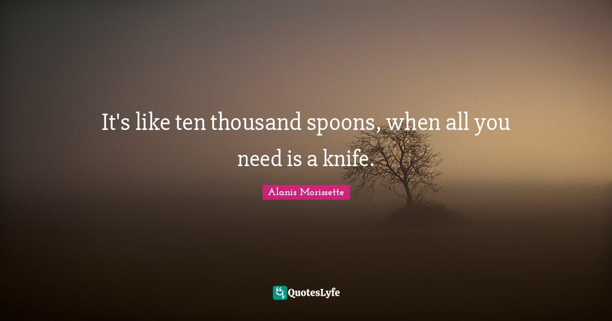 Alanis Morissette Quotes: "It's like ten thousand spoons, when all you need is a knife."
