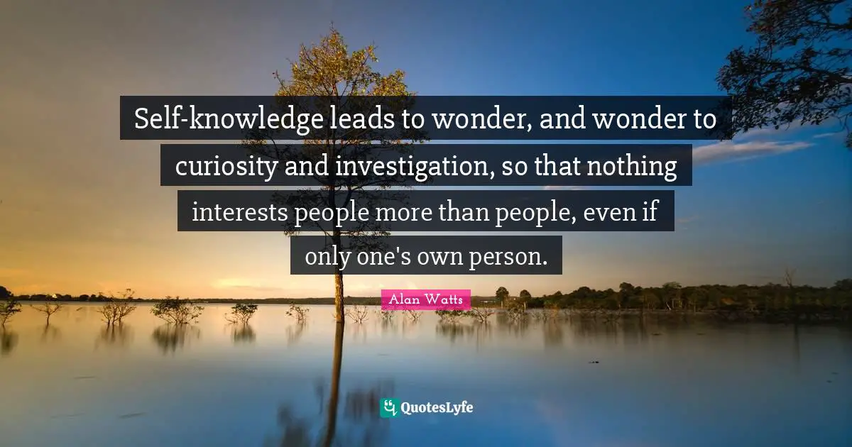 Self-knowledge leads to wonder, and wonder to curiosity and investigation, so that nothing interests people more than people, even if only one's own person.
