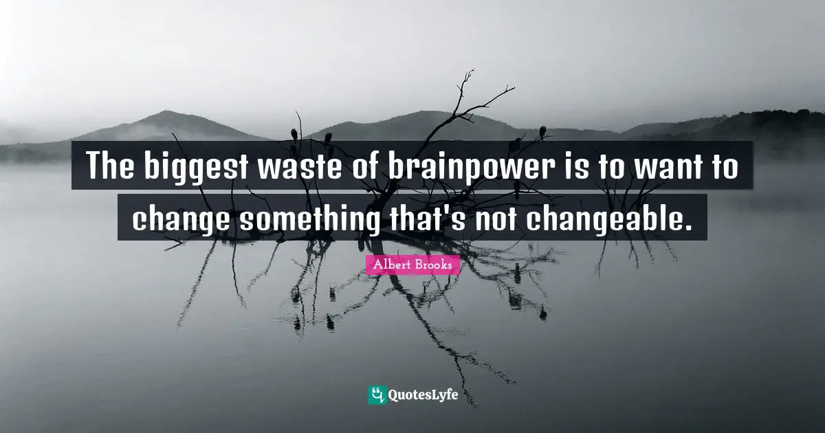 The biggest waste of brainpower is to want to change something that's not changeable.