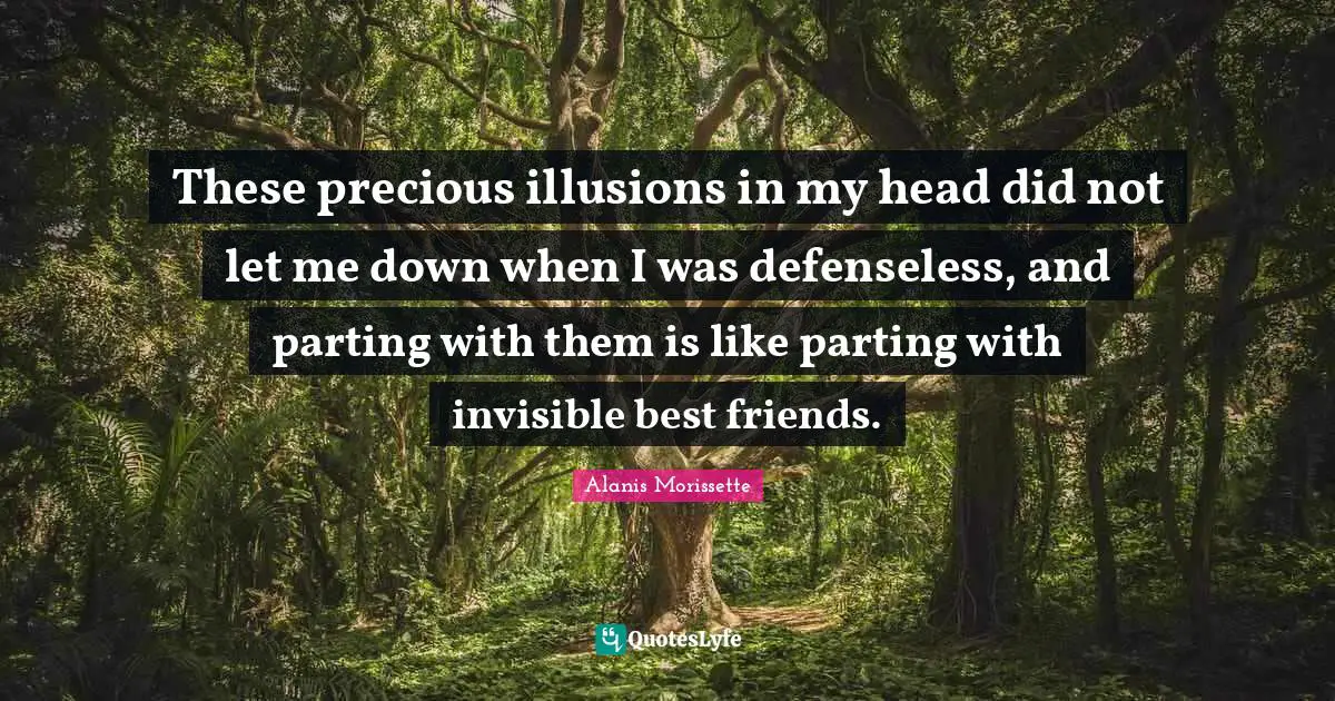 These precious illusions in my head did not let me down when I was defenseless, and parting with them is like parting with invisible best friends.