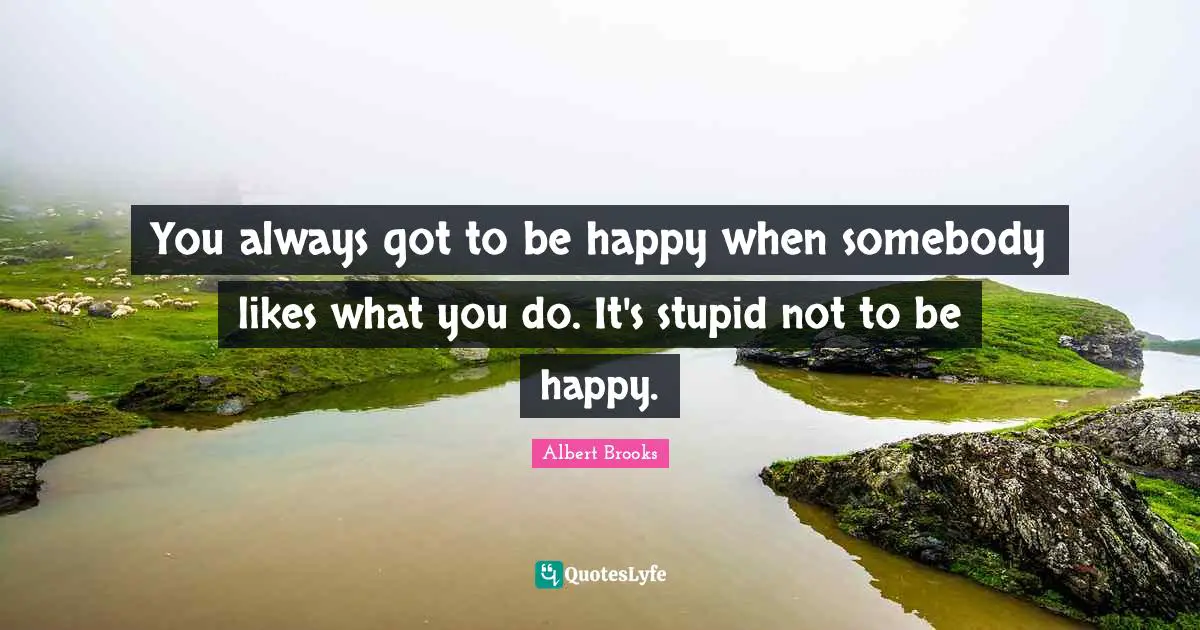 You always got to be happy when somebody likes what you do. It's stupid not to be happy.
