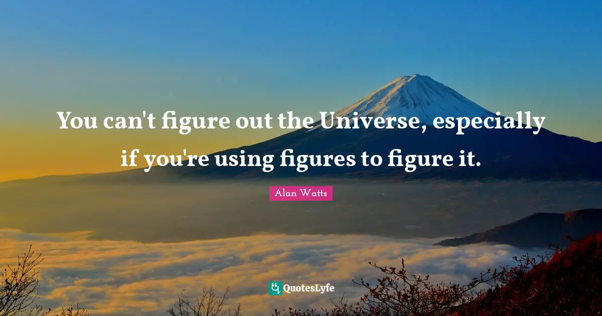 You can't figure out the Universe, especially if you're using figures to figure it.