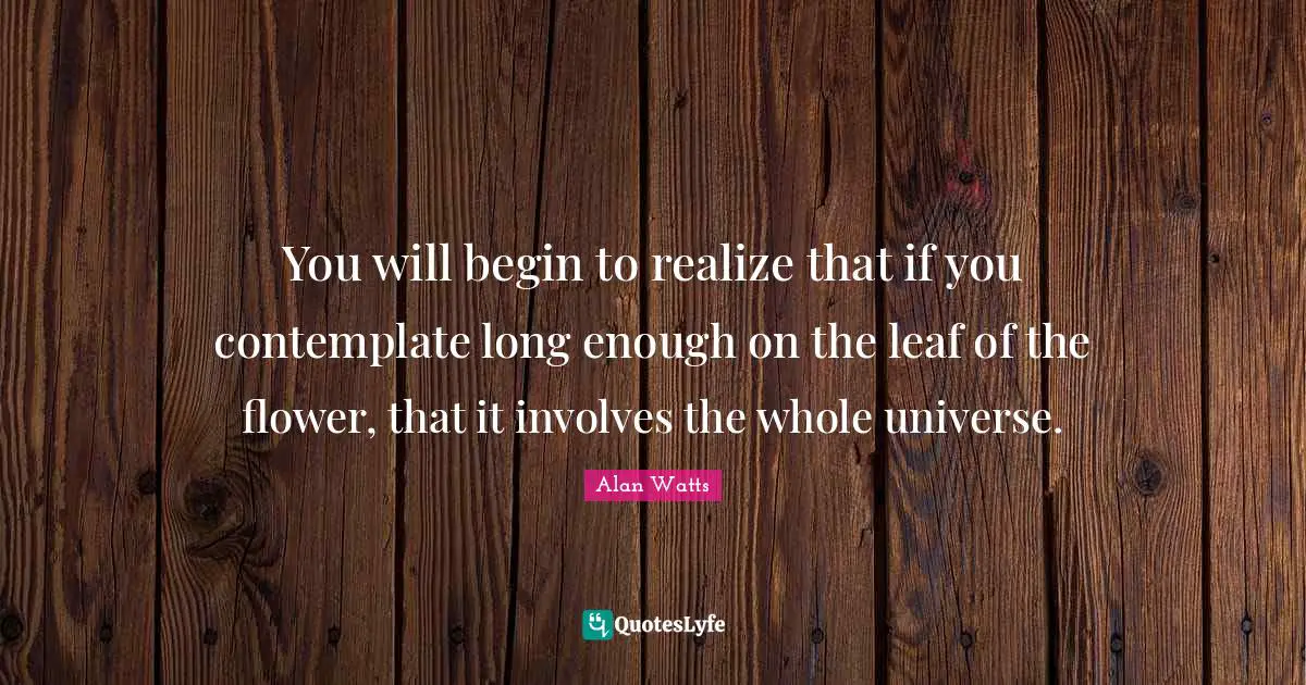You will begin to realize that if you contemplate long enough on the leaf of the flower, that it involves the whole universe.