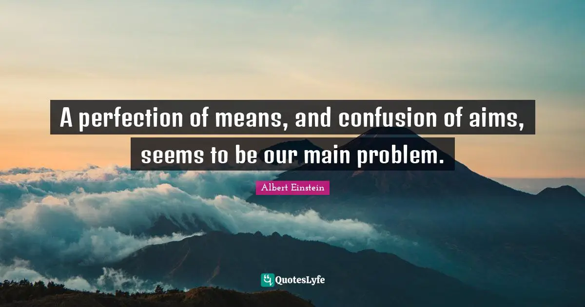A perfection of means, and confusion of aims, seems to be our main problem.
