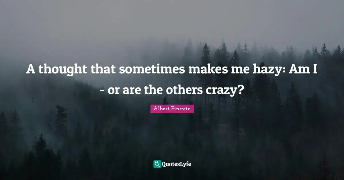 Go So Crazy Quotes: "A thought that sometimes makes me hazy: Am I - or are the others crazy?"