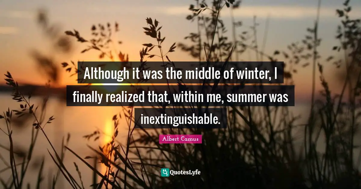 Although it was the middle of winter, I finally realized that, within me, summer was inextinguishable.